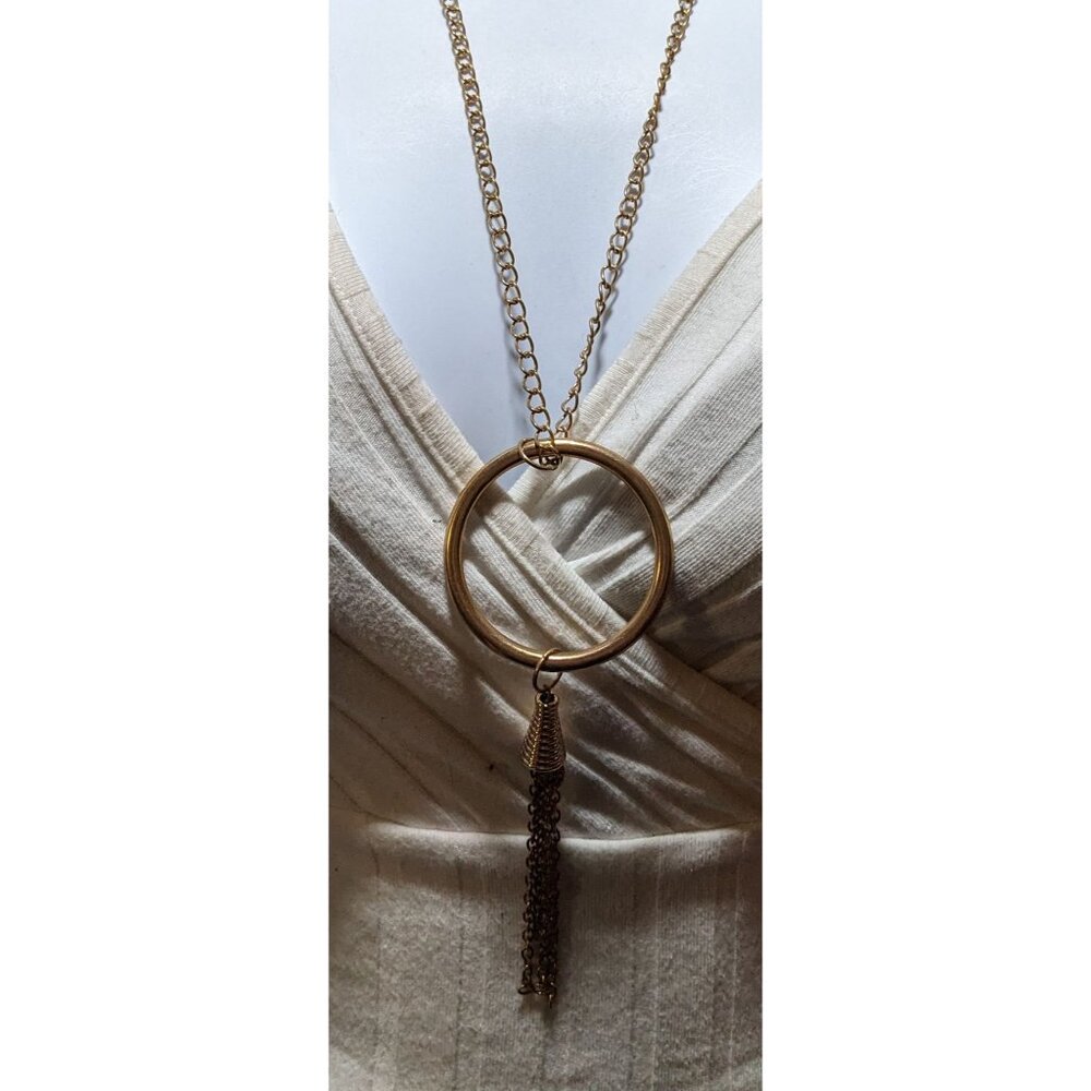 Bohemian Gold Hoop Pendant Tassel Neckalce - Picture 2 of 8